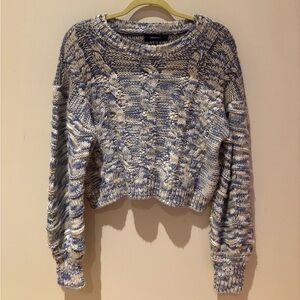 Forever 21 Blue and White Cable Knit Sweater